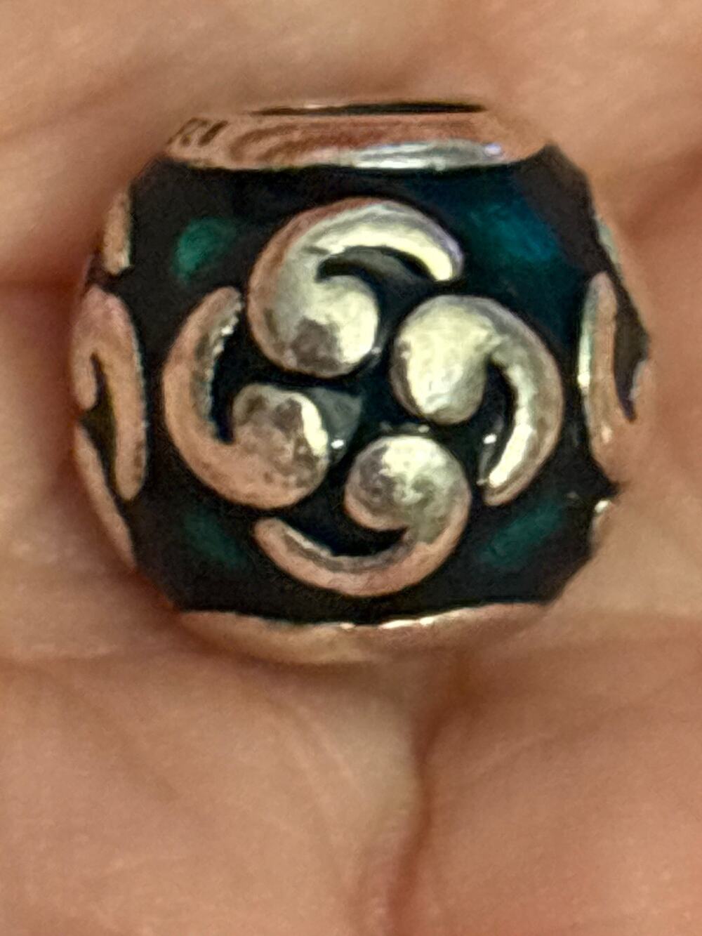 Pandora 925 ALE Green Enamel Charm Sterling Silver
